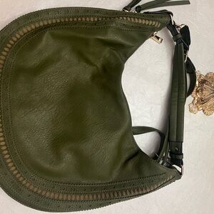 Olive Green Leather Hobo Bag